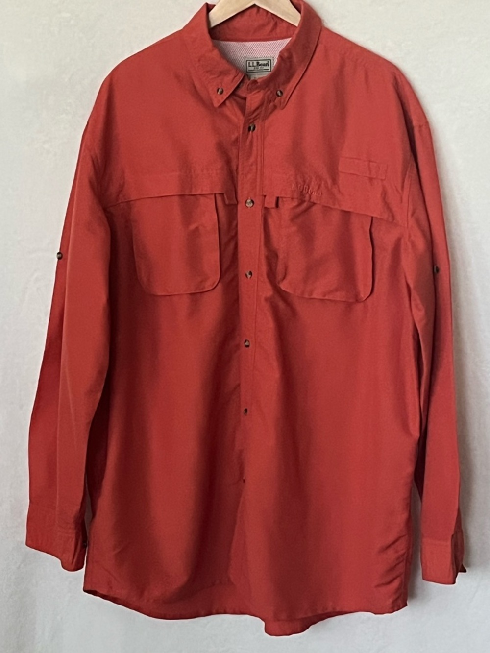 L.L. Bean Coral-Orange  Long Sleeve Outdoor Shirt XL Tall